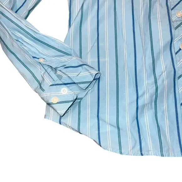 LILLY PULITZER Women's Light Blue Striped Collared Button Down Size 4 - Picture 3 of 8